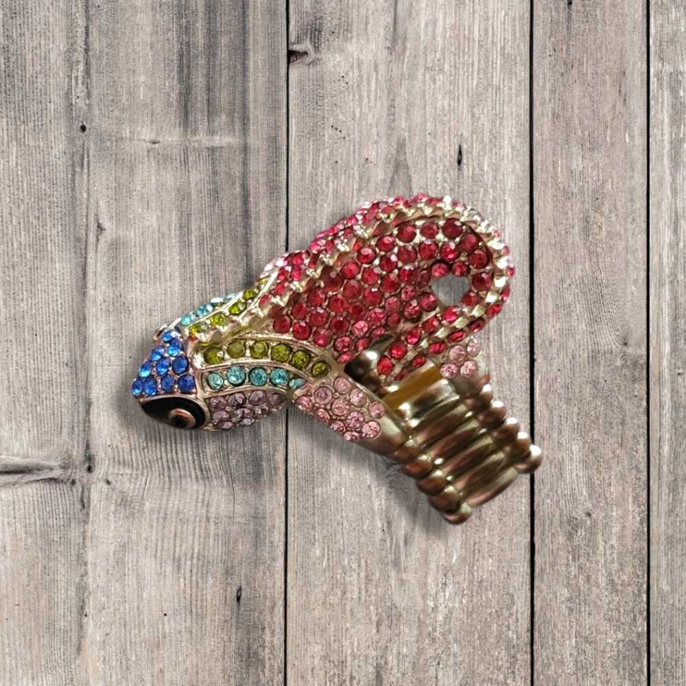 Lane Bryant Stretch Adjustable Ring Frog Rhinestones Multicolor Crystal